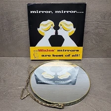 Vintage 8" Make-Up or Shaving Mirror Plain Magnifying Double Sided Decorative
