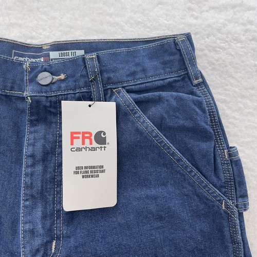 Carhartt FR Jeans Herren 28x34 Blau Flame Resistant Carpenter Loose Fit Denim Hose - Bild 5 von 15