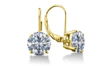 2.00CTTW 925 Sterling Silver Round Cut CZ Gold Leverback Earrings For Women