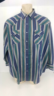 Ely Plains Shirt Striped Long Sleeve Button Up Pearl Snaps Big Mens Size 2XL XXL