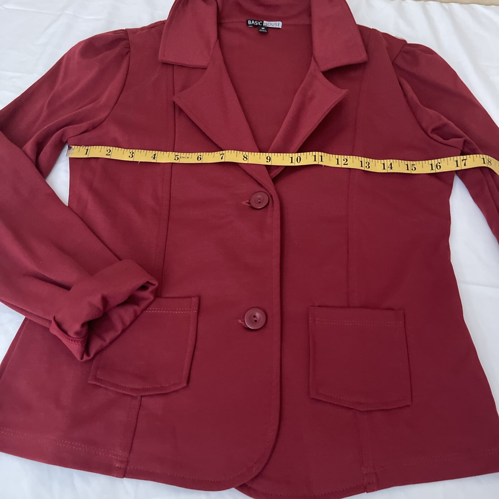 Basic House  Burgundy Basic Blazer Jacket Front P… - image 3