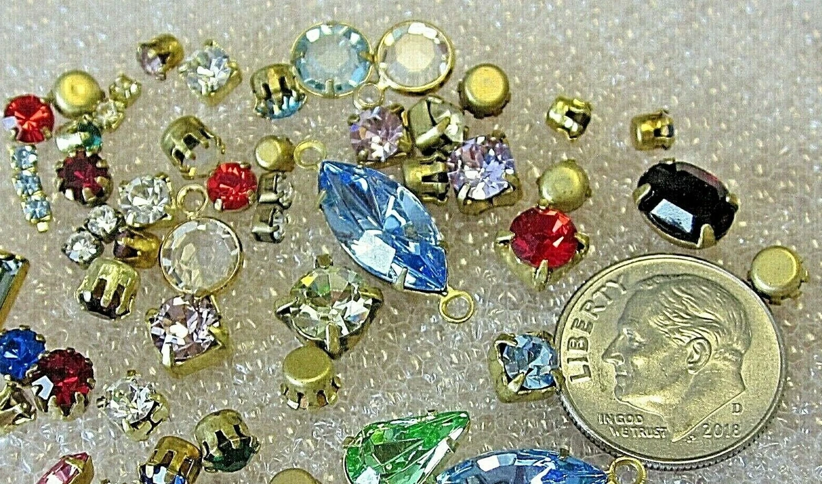 SWAROVSKI MIXED SHAPES SINGLE RHINESTONES IN SETTINGS 50 CRYSTAL