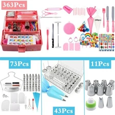 363Pcs Cake Decor Kit Tools Baking Supplies Turntable Spatula Stand Set DIY Tool