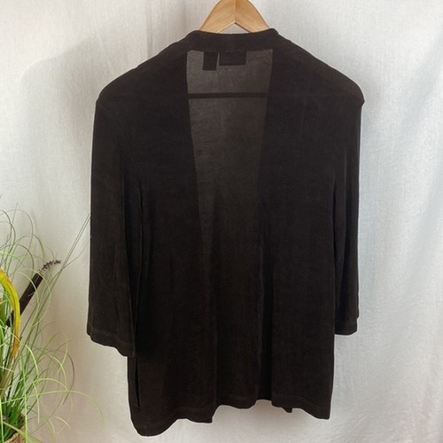 Chico’s Travelers Brown Open Front Long Sleeve Cardigan Sweater 1 M - Picture 3 of 4