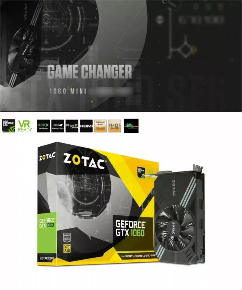 ZOTAC Video Card Geforce GTX 1060 6GB Single Fan PCI-Exp 3.0 6GB