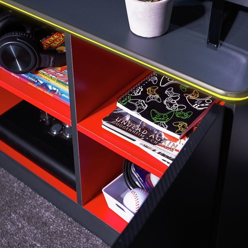 X Rocker Carbon Tek Media Unit - Grey and Red | Gaming TV Stand Storage Cabinet - Picture 5 of 6
