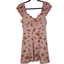 Ultra Flirt Womens Juniors Emma Cap Sleeve Mini Floral Dress Size Large
