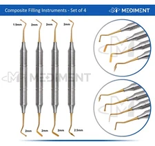 4 Pcs Dental Composite Filling Instrument Gold Titanium Coated Restorative Kit