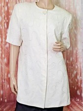 Vintage Kasper for ASL Womens Ivory Cream Jaquard Swirls Scrolls Jacket Size 16