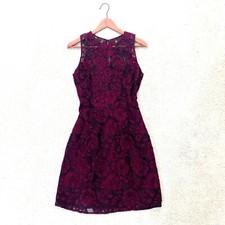 BB DAKOTA Mahogany Purple Black Lace Sleeveless Sheath Dress Size 4 S Small
