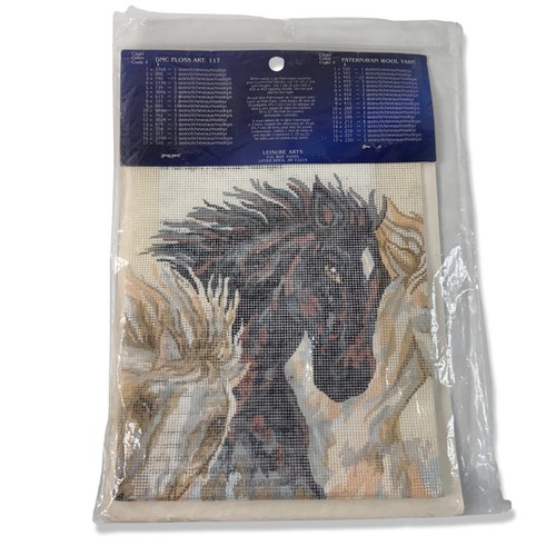 Vintage Wild Horses Needlepoint Canvas Floss LEISURE ARTS Designs #5904 - Picture 2 of 22