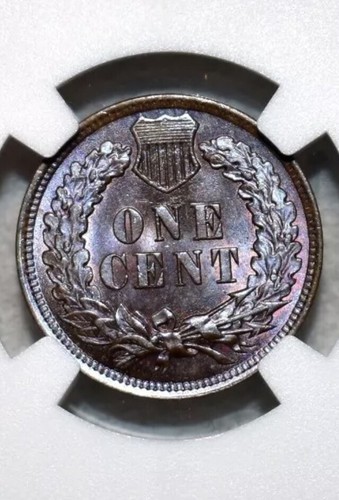 1902 Indian Head Cent NGC MS-65 BN BEAUTIFUL NATURAL COLORS PURPLE RED SEE PICTS - Picture 2 of 4