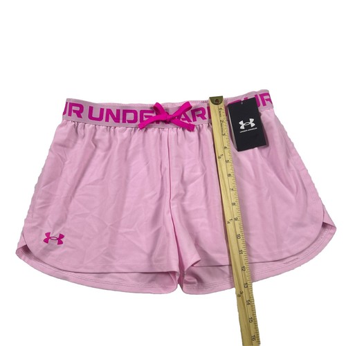 Under Armour Girls Play Up Shorts Size XL Pink Heatgear Loose Waist Running - Picture 3 of 8