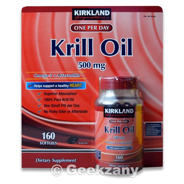 Kirkland Signature Krill Oil 500 mg Softgels 160 Count for sale