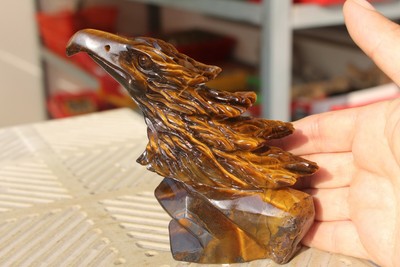 10cm Natural  tiger eye  carving eagle 