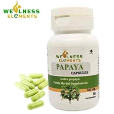 Papaya Capsules For Digestive Health, Immune Support, Skin Pack of 60 x 500 mg