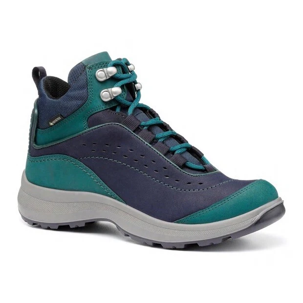 HOTTER CREST GORETEX NAVY DEEP TEAL WALKING BOOTS UK SIZE 4 STD