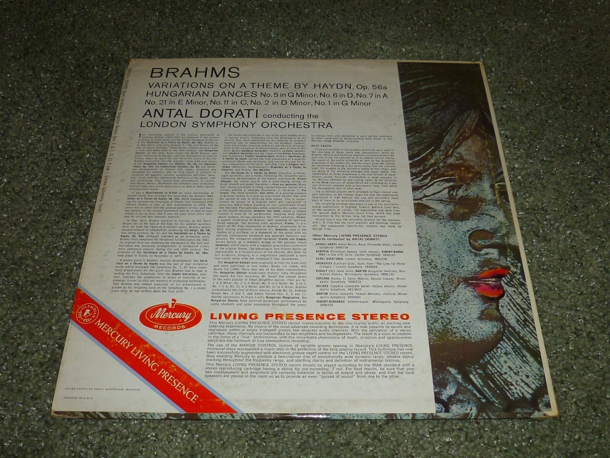 Dorati - Brahms: Variations on Theme/Hungarian Dances LP - Mercury