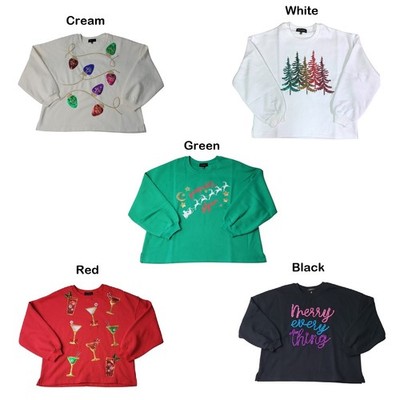 State Of Mine Women's Sequin Graphic Sparkle Sweatshirt