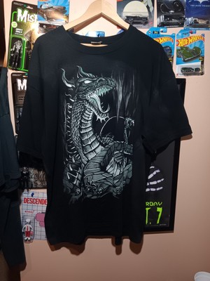 Liquid Blue Vintage Y2K Dragon Graphic Tee Shirt Black, Size XXL