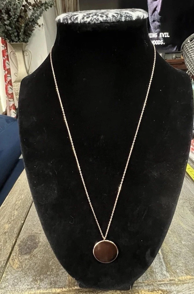 Collana con ciondolo rotondo in argento sterling placcato oro rosa Kate Spade New York nuova con etichette