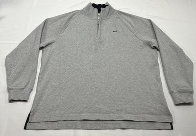 Lacoste 1/4 Zip Sweater Mens Sz 7 Pullover Sweater Gray Preppy Golf Croc Logo