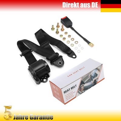 3 point seat belt 373 cm seat belt + E test black for BMW VW Audi