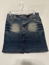 Zana Di Denim Jean Mini Skirt Faded Contrast Stitch Size 11 Grunge Y2K