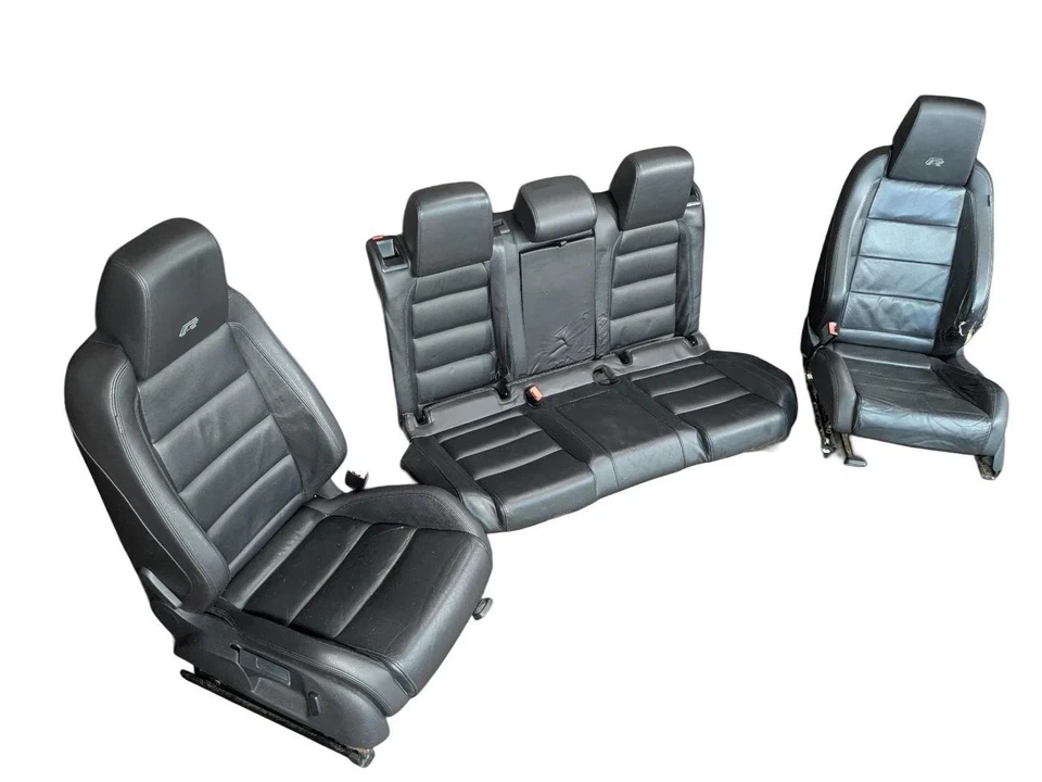 2012 2013 Volkswagen Golf R черный кожаный комплект сидений спереди и сзади ** износ чехла ** - Изображение 3 из 4