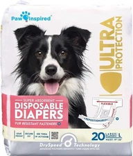 Paw Inspired Ultra Protection Disposable Female Dog Diapers LARGE - 20 Count