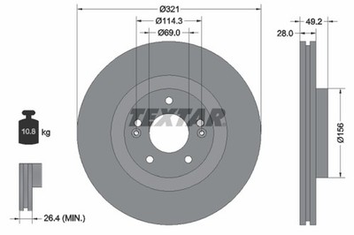 2x Bremsscheibe PRO+ TEXTAR 92242905 für HYUNDAI SANTA FÉ 2 CM FE 4 TM TMA 3 DM