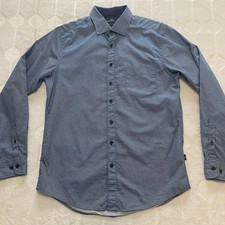 Rodd  Gunn Men's Sport Fit Button Down Shirt Medium Blue Pattern Long Sleeve