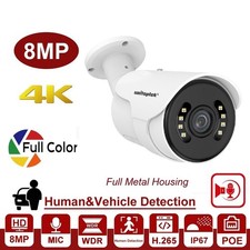 4K 8MP PoE IP 2-Way Audio Full-Time Color Night Vision Outdoor Security Camera