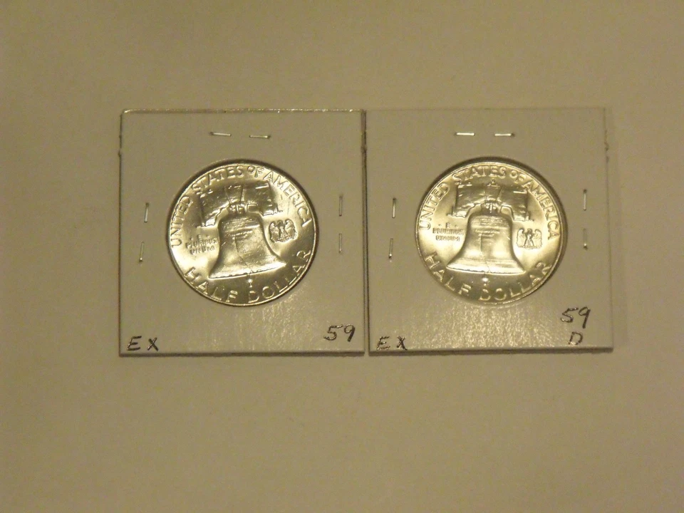 Medio dólar Franklin de plata 1959-P-D muy buen par en estado de elección BU Foto 2 de 2