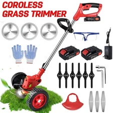 Cordless Electric Weed Lawn Eater Edger Yard Grass String Trimmer Cutter mower
