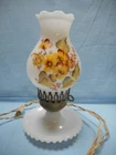 Vintage Milk Glass Vanity/Boudoir Lamp Hand Painted Floral