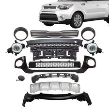 Front Bumper Cover Kit Grille Fog Lights For 2017 2018 2019 Kia Soul 12pcs