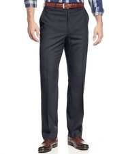 Michael Kors Men's Blue Classic-Fit Flat-Front Dress Pants Size 38W 32L