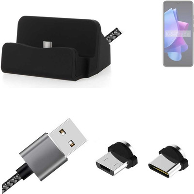 Ladestation für Tecno Spark Go 2023 + USB-Typ C u. Micro-USB-Adapter