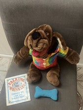 Vintage 1986 Wrinkles Talking Puppet Plush l Dog Doll - WORKS, rare bone manual