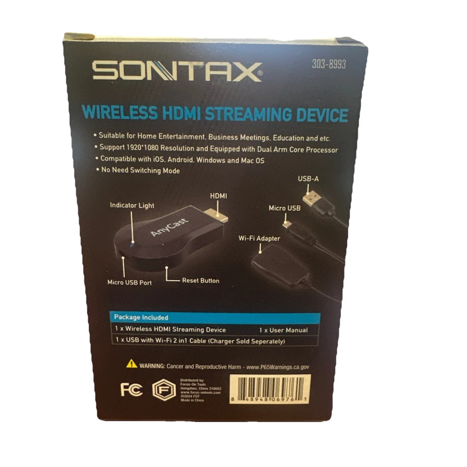 Adaptador de pantalla inalámbrico USB AnyCast TV IOS Android Windows Mac OS compatible Foto 2 de 3