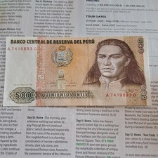 Peru 1987 500 Intis Uncirculated Banknote Uncertified Ungraded Currency Note