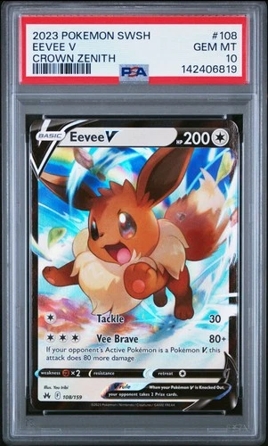 2023 POKEMON SWORD & SHIELD CROWN ZENITH #108 EEVEE V PSA 10