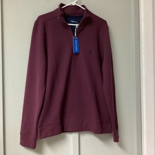 Nautica Men's Classic Quarter-Zip Sweatshirt Size Large Burgundy Long Sleeve New