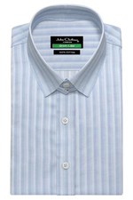 Men's Tom Ford Style Tab Collar Blue Stripes 100 Cotton Formal Business Shirt