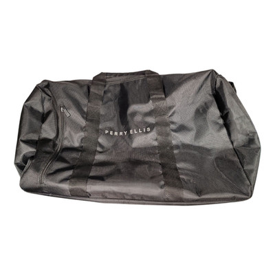 Perry Ellis-Black Duffle Gym -Travel  Carry On Folding Bag Zip-top& Pocket Nice!