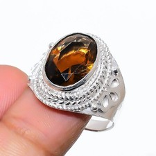Smoky Quartz Gemstone 925 Sterling Silver Jewelry All Size Ring For Gift