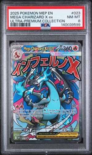 MEGA CHARIZARD X EX #023 BLACK STAR PROMO UPC 2025 POKEMON MEP EN PSA 8