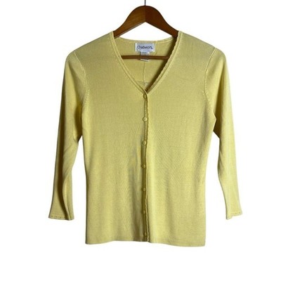 Chadwick's yellow silk blend cardigan. Size small