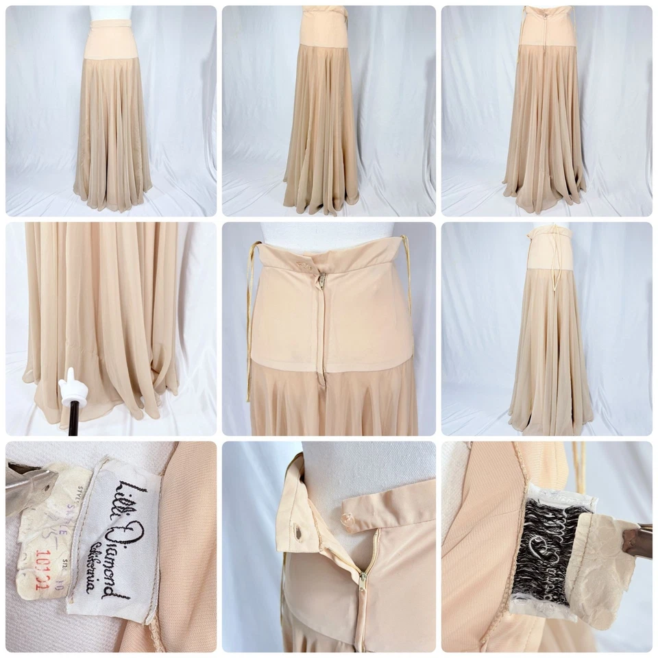 Vestido sin tirantes fluido de gasa vintage Lilli Diamond años 70 pequeño mediano Foto 2 de 4